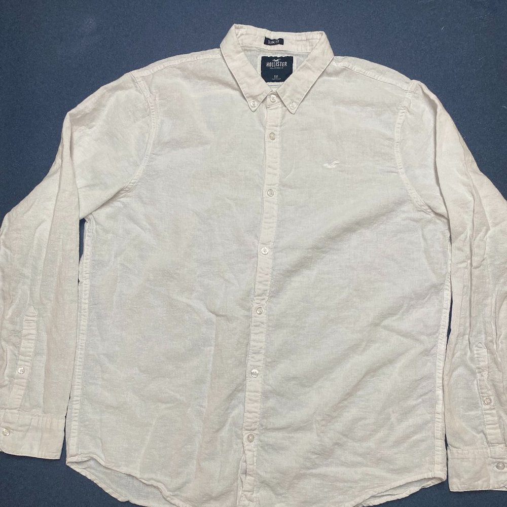 Hollister 2XL Slim fit linen white shirt